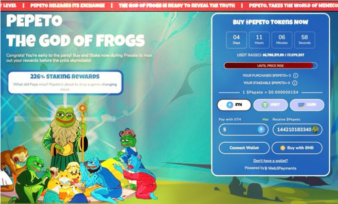 基于以太坊的Meme币Pepeto预售超过670万美元