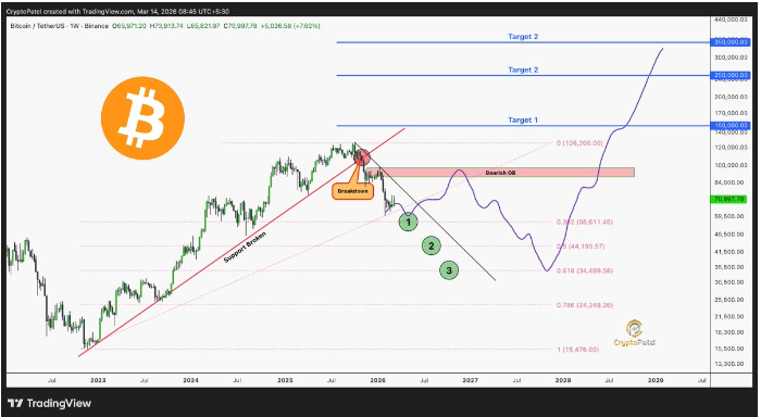 据加密分析师称，比特币已确认出现下跌趋势，其价格有望在 2029 年达到 35 万美元。